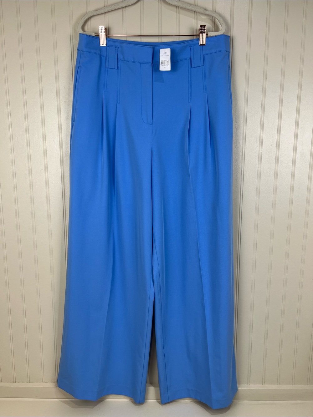 NWT Ann Taylor High Waisted Pleated Wide Leg Pants Blue Size 12